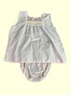 Vintage Carole Tank Top Bloomers Set | Floral Lace Trim | Size Large